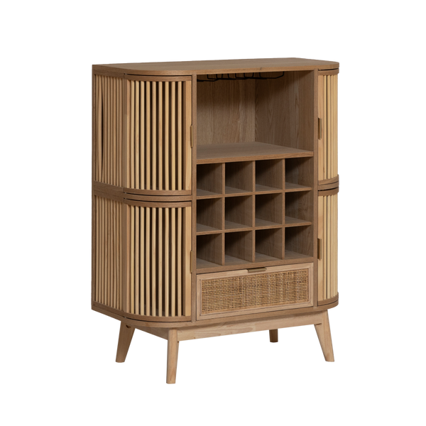 Guido pine and cane bar cabinet