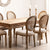 Rectangular Table Set in Mango Wood Taraz (160x90 cm) and 6 Dining Chairs in Fabric Sunna