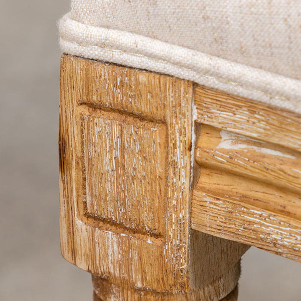 Rectangular Table Set in Mango Wood Taraz (160x90 cm) and 6 Dining Chairs in Fabric Sunna