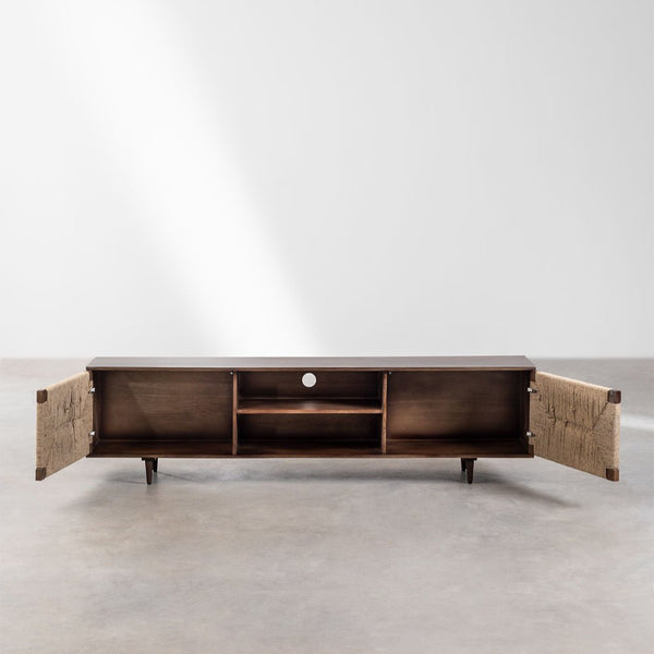 Evans 200x40 cm TV unit in mango wood and jute