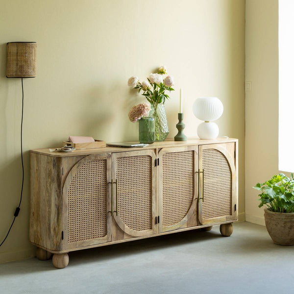 Thora mango wood and cane sideboard