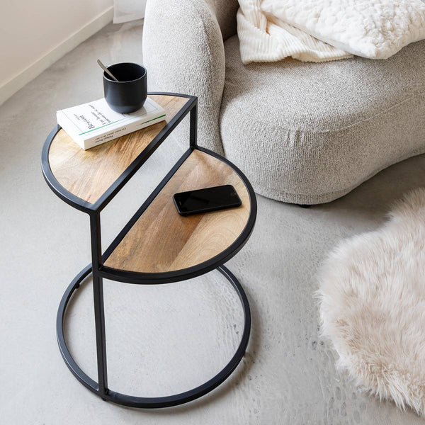 Maelle mango wood and metal side table