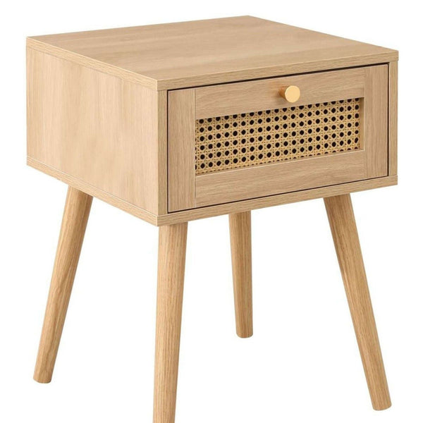 Birlea Oak Croxley Rattan 1 Drawer Bedside Table