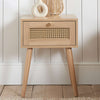 Birlea Oak Croxley Rattan 1 Drawer Bedside Table