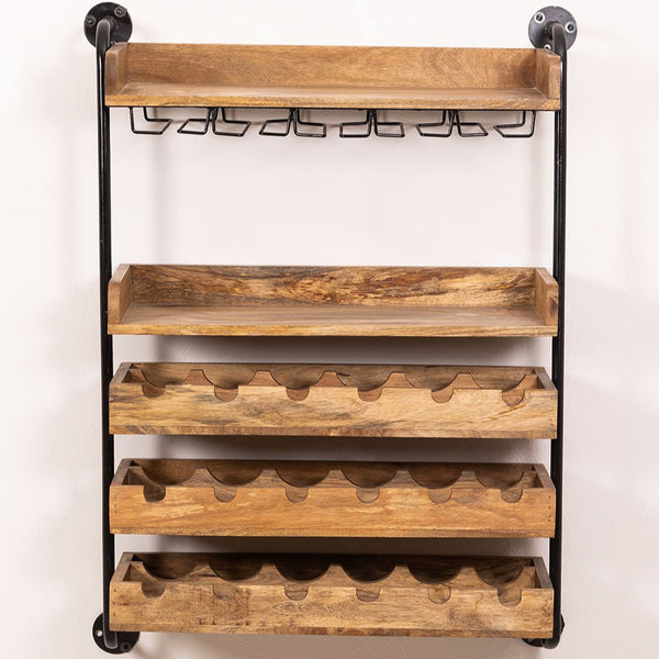 WenniWall-mounted wine rack for 18 bottles in wood Wenni Style