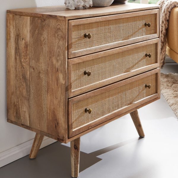 Weisel Mango Wood Cane Chest of Drawers 31.5x16x29.5 Inch