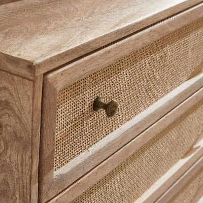 Weisel Mango Wood Cane Chest of Drawers 31.5x16x29.5 Inch