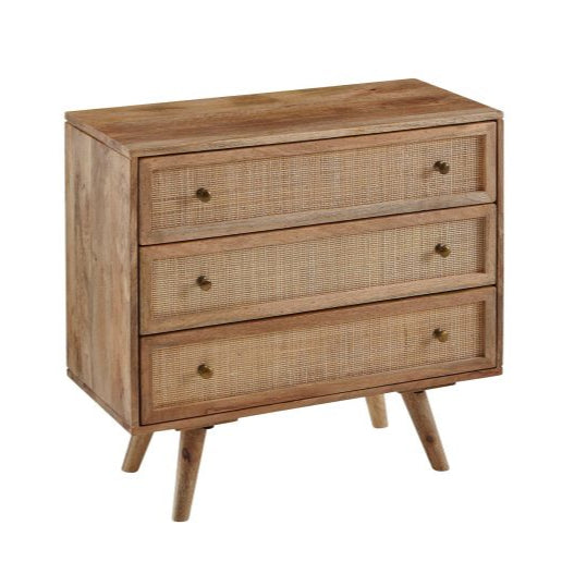 Weisel Mango Wood Cane Chest of Drawers 31.5x16x29.5 Inch