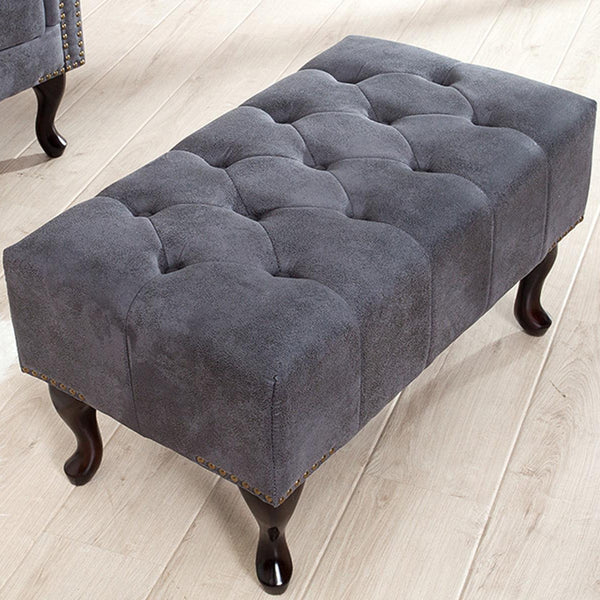 Norwich Chesterfield Antique Gray Ottoman #39 - Duraster