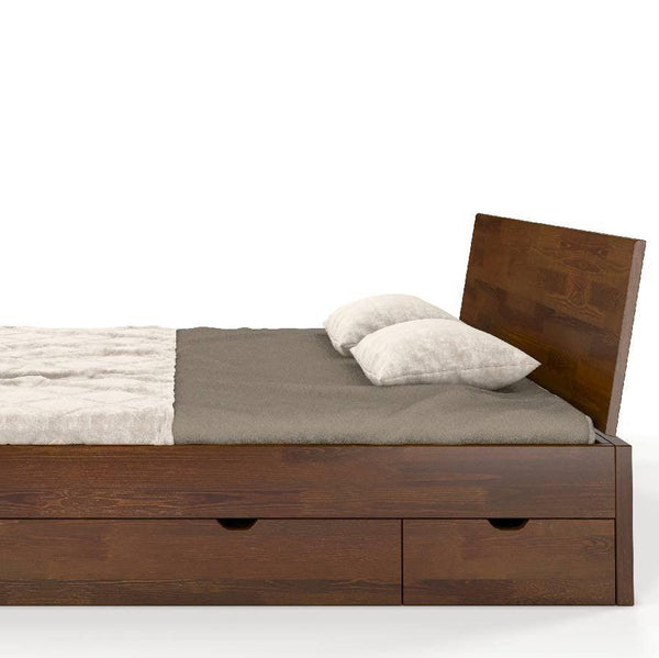 Preyas Mango wood Teak Finish Storage Wooden Bed #19 - Duraster