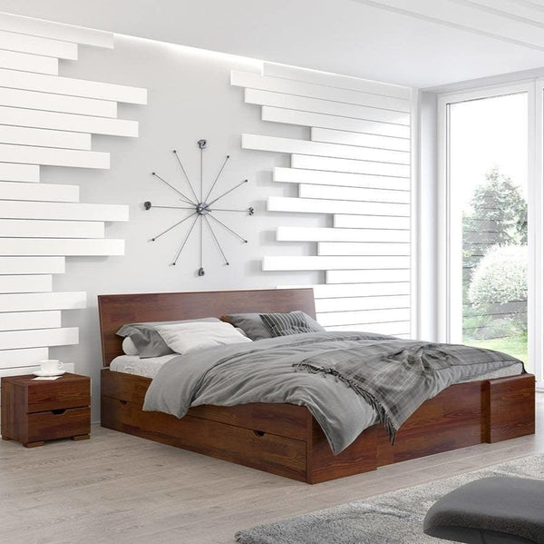 Preyas Mango wood Teak Finish Storage Wooden Bed #7 - Duraster