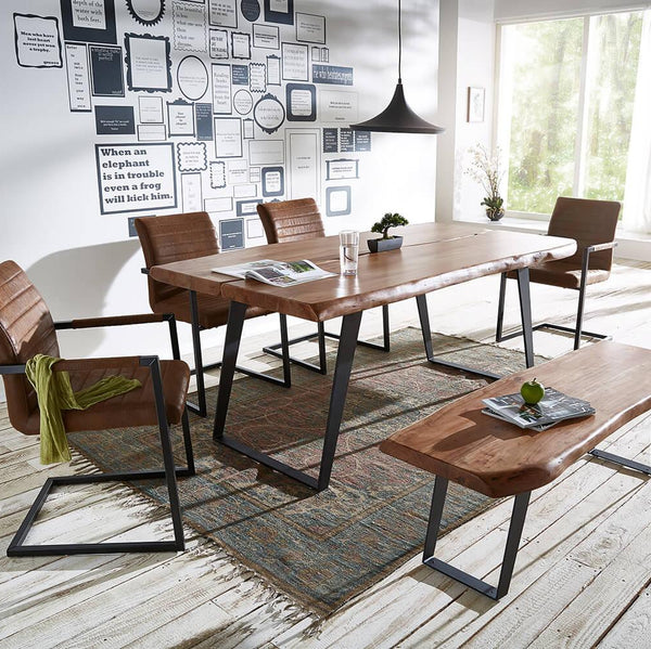 Elementary Modern Live Edge Acacia Dining Table Set - Duraster