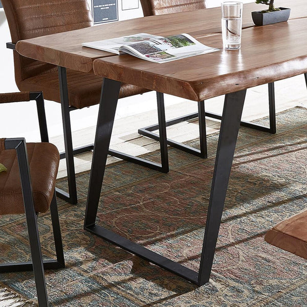 Elementary Modern Live Edge Acacia Dining Table Set - Duraster