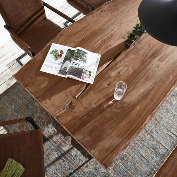 Elementary Modern Live Edge Acacia Dining Table Set - Duraster