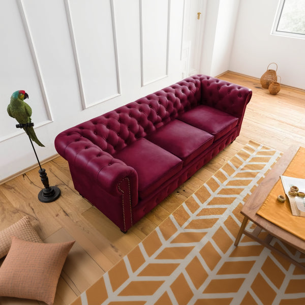 Fionna Leather Chesterfield Three Seater Sofa