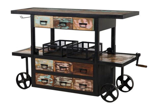 Bar reclaimed wood 168x56x85 multi-colored lacquered INDUSTRIAL #17