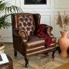Wing chair genuine leather 88x80x108 brown CHESTERFIELD #101