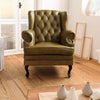 Wing chair genuine leather 88x81x105 green CHESTERFIELD #301