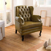 Wing chair genuine leather 88x81x105 green CHESTERFIELD #301