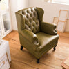 Wing chair genuine leather 88x81x105 green CHESTERFIELD #301