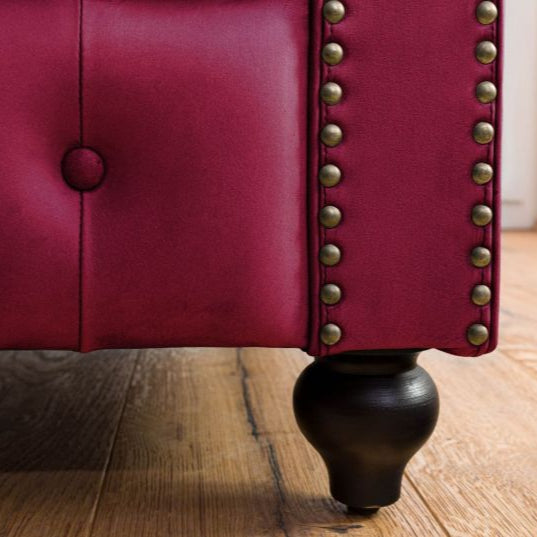 2-seater sofa in real leather 158x82x75 red CHESTERFIELD #402