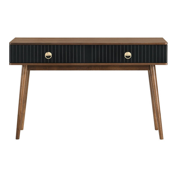 Jakob Walnut and Black Wood Console Table with Drawers