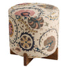 Jaipur Suzani Embroidered Cotton Rug Upholstered Ottoman