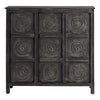Shimla Distressed Black Carved Wood Medallion Storage Cabinet