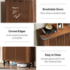 24 Pairs Wood Shoe Storage Cabinet with 2-Door and Adjustable Shelving for Entryway Living Room
