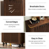 24 Pairs Wood Shoe Storage Cabinet with 2-Door and Adjustable Shelving for Entryway Living Room