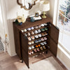24 Pairs Wood Shoe Storage Cabinet with 2-Door and Adjustable Shelving for Entryway Living Room