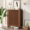 24 Pairs Wood Shoe Storage Cabinet with 2-Door and Adjustable Shelving for Entryway Living Room