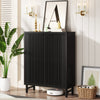 24 Pairs Wood Shoe Storage Cabinet with 2-Door and Adjustable Shelving for Entryway Living Room
