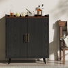31.5''×19'' Mid-Century Style Home Bar Cabinet With Doors, Indoor Mini Bar With Storage For Living Room & Office, Wooden Bar Stand With Wine Rack, Buffet Cabinet For Kitchen & Dining Room