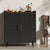 31.5''×19'' Mid-Century Style Home Bar Cabinet With Doors, Indoor Mini Bar With Storage For Living Room & Office, Wooden Bar Stand With Wine Rack, Buffet Cabinet For Kitchen & Dining Room