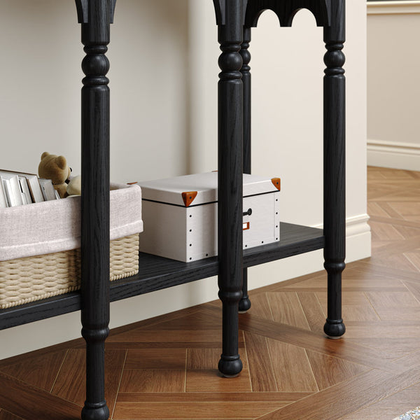 39" Solid Wood Console Table With Arch Design