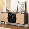 63" Wine Bar Cabinet with Wine Racks and 2 Side Cabinets