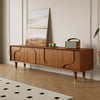 71" Mid Century Wood Tv Stands, Brown Media Console For Livingroom, Pre Assembled