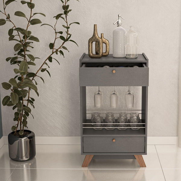 Boahaus Belfast Mini Bar Cabinet, 1-Shelf, 1-Drawers, Cup Holder