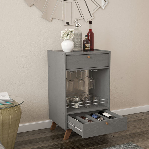 Boahaus Belfast Mini Bar Cabinet, 1-Shelf, 1-Drawers, Cup Holder