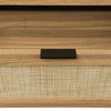Boho 6-drawer Rattan Dresser Organizer, Rustic Wood Wide Chest Of Drawers With Woven Cane Fronts