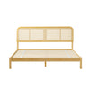 Boho Curved Rattan Headboard King Bed