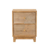 COZAYH 3-Drawer Farmhouse Dresser with Handicraft Wood Ring Motif, Rustic Nightstand Wooden Finish, Boho, Natural Wood