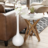 COZAYH Pedestal Farmhouse End Table, Distressed Top with Base for Modern Farmhouse, Boho Decor, Round