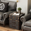 COZAYH Vintage Nightstand with Buckle Hinged Top, Linen Accent End Side Table for Living Room, Rectangle, Grey