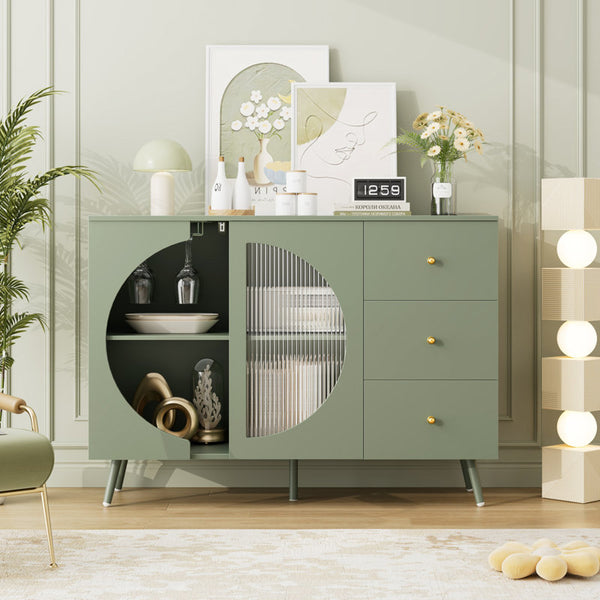 Chanyah 47.2" W Kitchen Sideboard with 3 Drawers & Wine Glass Holder
