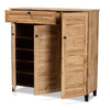 Coolidge Modern Shoe Storage Wood Cabinet with Drawer-Oak Brown