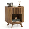 Costway 1/2 PCS Wood Nightstand with Drawer & Open Shelf Storage Home