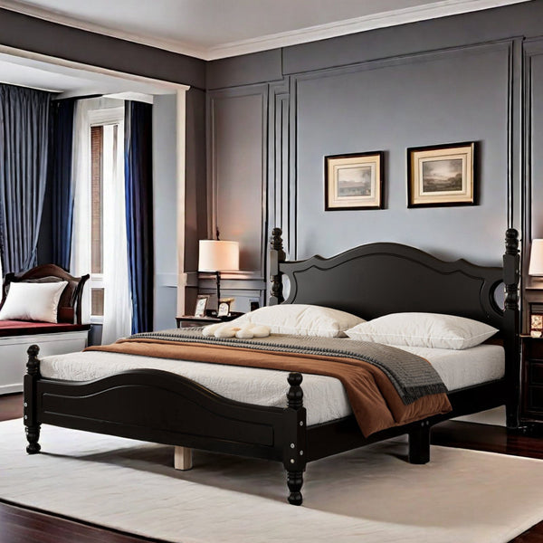 Desirree Retro Style Platform Bed with Wooden Slat Support