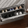 Timechee 8 Pair Shoe Storage Cabinet with 2 Drawers, Wood Color